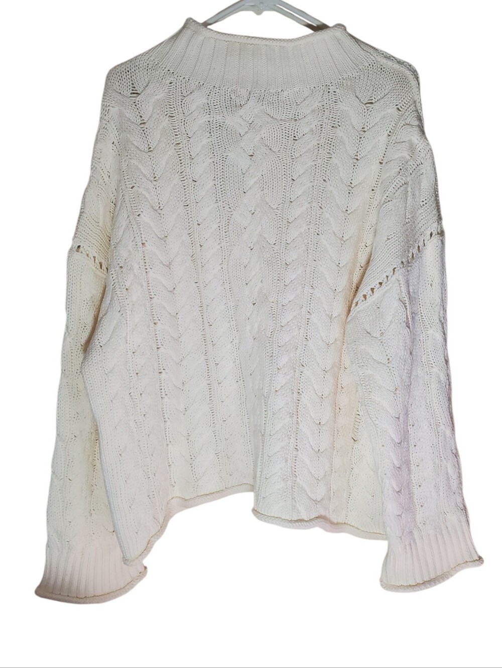 J.Crew 2025 Rollneck Cable Knit Sweater Ivory 100% Cotton - Picture 6 of 14